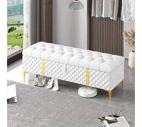 Cassapanca ottomana con contenitore, lussuosa cassettiera imbottita in pelle per camere da letto moderne, versatile e capiente