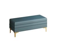 Cassapanca ottomana con poggiapiedi pieghevole, versatile, per ingresso, camera da letto e divano, elegante soluzione per mobili da 90 cm, colore: blu pavone