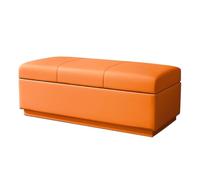 Cassapanca ottomana imbottita per camera da letto, con spazio portaoggetti, panca per casa, soggiorno, camera da letto, bar (arancione, 130 x 40 cm)