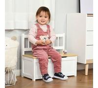 Cassapanca per Bambini 2 in 1 in Legno con Pistone per Chiusura Sicura, 60x30x50cm Bianco e Legno Naturale Description:Non sopporti più il disordine nella cameretta dei bambini? Con la panca contenito