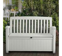 Cassapanca per esterno con vano contenitore. Panchina baule da giardino resina