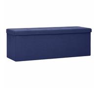 Cassapanca Pieghevole Blu in Simil Lino 110 x 38 x 38 cm | Contenitore salvaspazio, panca da corridoio, seduta imbottita in gommapiuma, MDF e simil lino, coperchio rimovibile