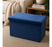 Cassapanca pieghevole velluto blu 40x71 cm blu