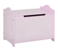 Cassapanca portagiochi in legno, panca contenitore per cameretta coperchio con pistone pneumatico, 60x40x48cm, rosa