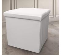 Cassapanca portaoggetti in finta pelle, con coperchio, multiuso, pieghevole, poggiapiedi, sgabello, giocattoli, panchina per coperte, biancheria (bianco, S, 38 x 38 cm)