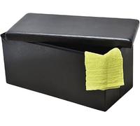Cassapanca portaoggetti in finta pelle, con coperchio, multiuso, pieghevole, poggiapiedi, sgabello, giocattoli, panchina per coperte, biancheria (nero, grande, 76 x 38 cm)