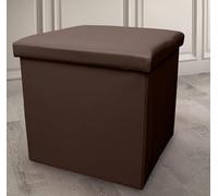Cassapanca portaoggetti in finta pelle ottomana con coperchio, multiuso, pieghevole, poggiapiedi, sgabello, contenitore per giocattoli, panchina per coperte, biancheria (cioccolato, S, 38 x 38 cm)