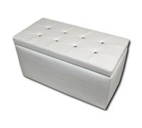 CASSAPANCA POUF BAULE CONTENITORE IN ECOPELLE BIANCA CON SWAROVSKY MADE IN ITALY