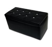 CASSAPANCA POUF BAULE CONTENITORE IN ECOPELLE NERA CON SVAROVSKY MADE IN ITALY
