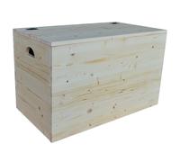 Cassapanca pouf contenitore in legno massello NATURALE cm 78