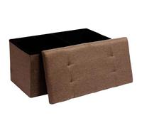 BAKAJI Cassapanca Pouf Contenitore con Rivestimento in Lino, Poggiapiedi con Struttura in Legno, Seduta Imbottita e Comoda, Multiuso, Ideale per Camera da Letto, Ingresso, Design Moderno (Marrone)