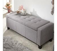 Cassapanca Pouf Contenitore Panca Moderna 110x40 H 40cm con Bottoni Grigio