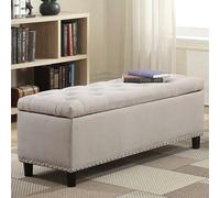 Cassapanca Pouf Contenitore Panca Moderna 121x42 H 43cm con Bottoni Beige