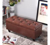 Cassapanca Pouf Contenitore Panca Moderna 80x40 H 43cm con Bottoni Marrone