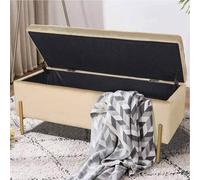 Cassapanca Pouf Contenitore Panca Sgabello Poggiapiedi in Tessuto Velluto Beige