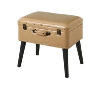Cassapanca Pouf Contenitore Panca Sgabello Poggiapiedi Legno Ecopelle Beige