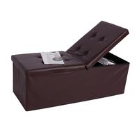 BAKAJI Cassapanca Pouf Contenitore Poggiapiedi per Camera da Letto Panca Sgabello Struttura Pieghevole Rivestimento in Eco Pelle Seduta Rimovibile Imbottita Dimensione 115 x 38 x 40 cm (Marrone)