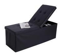 BAKAJI Cassapanca Pouf Contenitore Poggiapiedi per Camera da Letto Panca Sgabello Struttura Pieghevole Rivestimento in Eco Pelle Seduta Rimovibile Imbottita Dimensione 115 x 38 x 40 cm (Nero)