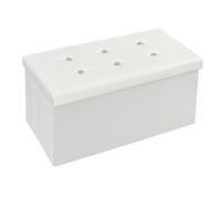 emmevi Cassapanca Contenitore Pouf Panca Portaoggetti Poggiapiedi Similpelle Diamanti 76x38x38 cm Bianco