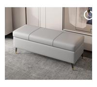 Cassapanca rettangolare extra lunga in ecopelle grigia, per soggiorno, ingresso e piedi del letto, cassettiera con cuscino in pelle PU con contenitore nascosto, mobili eleganti e funzionali