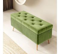 Cassapanca rettangolare in legno ottomana per uso interno, grande 100 cm, sgabello portaoggetti e pouf con piedi, versatile per camera da letto e soggiorno