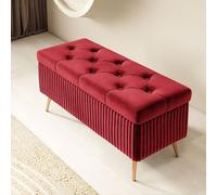 Cassapanca rettangolare in legno per interni, contenitore per camera da letto e ingresso, elegante ottomano 009 80 x 40 x 45 cm, design salvaspazio multifunzionale