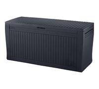 Cassapanca seduta comfy cm 117x45x57 in resina effetto legno grafite con ruote