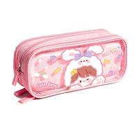Casse a matita di grande capacità, borsa a matita del cartone animato, borsa rosa per le ragazze(B)