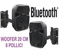 CASSE AMPLIFICATE DA PARETE MURO 400W WOOFER 20 CM + SUPPORTI filodiffusione