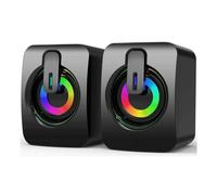 Casse audio speaker 6 watt con luci rgb pc notebook smartphone usb 2.0 aux 3.5mm