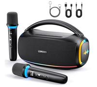 Casse Karaoke Portatile,60W Professionale Completo Karaoke per Adulti con 2 Microfoni Wireless IPX5 Bluetooth PA Sistema,Slot per Microfono Ricaricabile,Supporta Bluetooth/TF/USB/AUX/TWS(Nero)