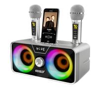Casse Karaoke Portatile, Tutto-in-Uno Karaoke Professionale Completo con Cassa Bluetooth da 20W, 2 Microfoni Karaoke Wireless e Slot per Microfono Ricaricabile, Ideale per Karaoke Domestico