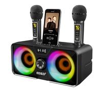 Casse Karaoke Portatile, Tutto-in-Uno Karaoke Professionale Completo con Cassa Bluetooth da 20W, 2 Microfoni Karaoke Wireless e Slot per Microfono Ricaricabile, Ideale per Karaoke Domestico