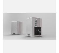 Casse acustiche preamplificate empire 64w bianco, supporto di montaggio a parete, 2 ingressi audio rca stereo
