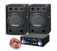 Casse Monitor Box DJ PA Set Completo Bluetooth Mp3 Cavo Amplificatore USB 1200W