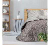 Cassera Casa | Trapunta | Percalle di Cotone 200Tc | Calda imbottitura Anallergica 300 grm2 Invernale | Made in Italy (Singolo 180x260, Foglie Naturale)