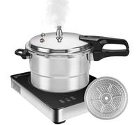 Casserole | 5L POT PRESSIONE ALLUMINO ALLUMINIO con accessorio a vapore | Cucina multifunzionale per stufati, zuppe, riso, preparazione di chef familiari o professionisti
