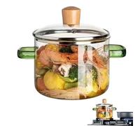 Casserole en Verre Trasparente | Marmite 1600ml Résistante à la Chaleur pour Cuisson Rapide | Récipient avec Couvercle pour Four et pour Soupe Sauce Pâtes Cuisine Saine et Visuelle