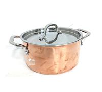 CASSERUOLA 2 MANICI TRIPLY CM Ø 20 IN RAME - ACCIAIO CON COPERCHIO