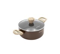 Casseruola 20 cm marrone scritta Cooking Therapy con coperchio marrone