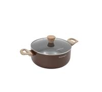 Casseruola 24 cm marrone scritta Cooking Therapy con coperchio
