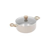 Casseruola 24 cm taupe scritta Cooking Therapy con coperchio