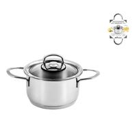 Casseruola Alta 2 Manici Inox 18/10 Coperchio In Vetro Cm 14 Trasparente