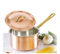 Casseruola Alta con 1 manico Ø 20xh12 cm realizzata in rame massiccio liscio. stagnato a mano Linea Traditional rame