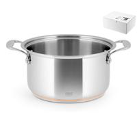 H&H Casseruola Alta Inox Filo Rame 2 Manici, Acciaio, 20 cm, 10,5h - 7968120