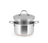 H&H Casseruola Alta in Acciaio Inox e Rame, 2 Manici, 18cm, Con Coperchio
