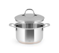 H&H Casseruola Alta in Inox e Rame, 2 Manici, 20cm, Con Coperchio