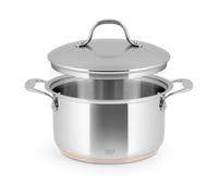 H&H Casseruola Alta in Inox e Rame, 2 Manici, 22cm, Con Coperchio