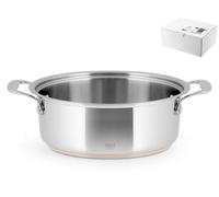 H&H Casseruola Bassa Inox Filo Rame 2 Manici, Grigio, 24cm, 8h - 7968024