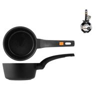 Casseruola bassa in alluminio con un manico, antiaderente, diametro 16 Cm Nero